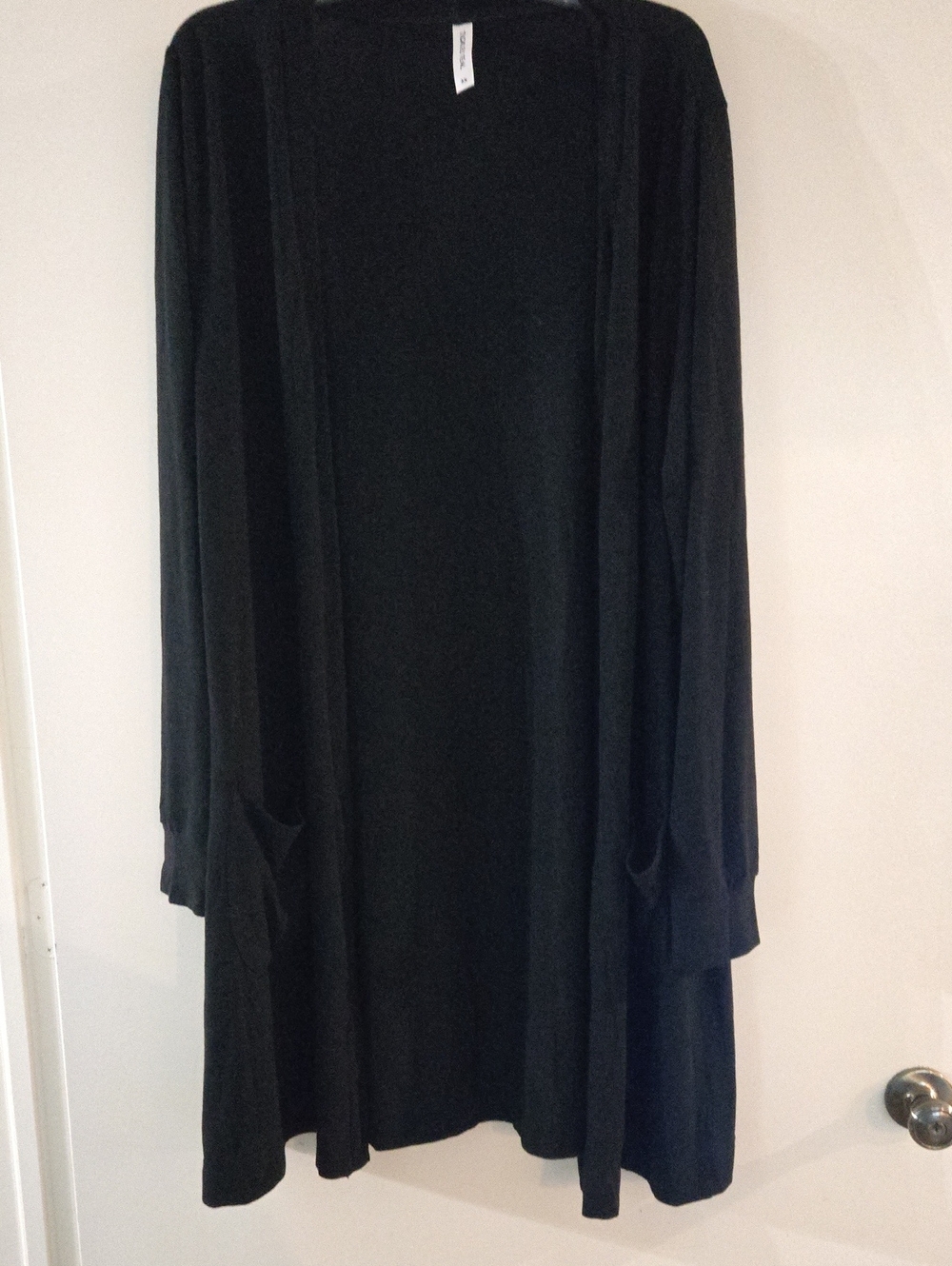 Tickled Teal Black Long Open-Front Cardigan